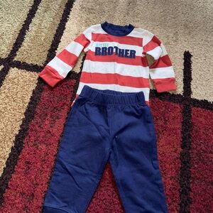 Carter's Red and Blue Striped Sweatpants Set